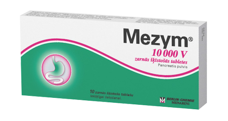 You should take Mezym during the meal 